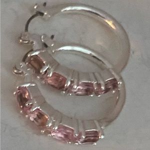 NWOT Avon Colourful Pink crystal hoop earrings